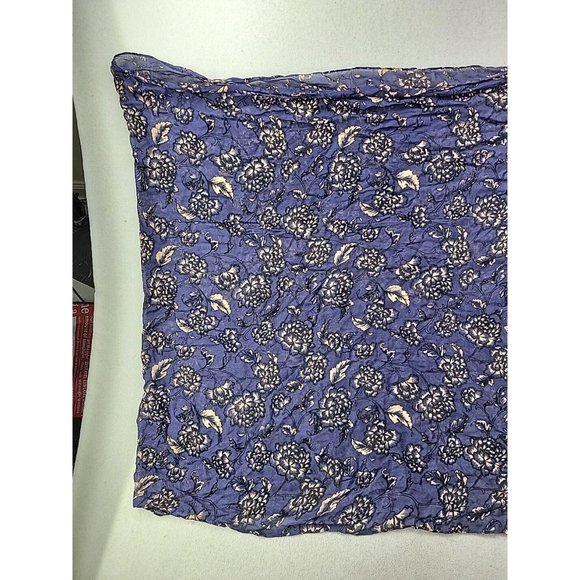 NEW Banana Republic Factory Women OS Long Rectangle Scarf Navy Floral Fringe - Picture 7 of 9